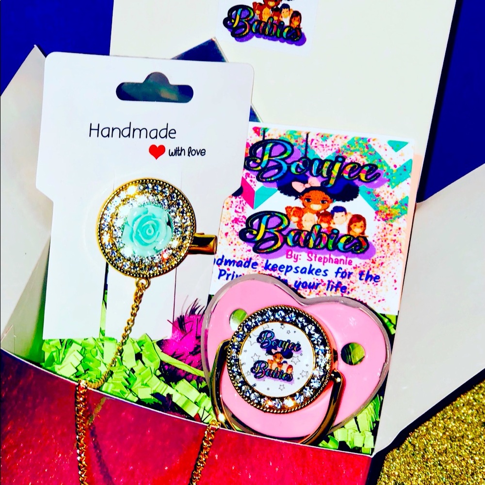 Custom pacifiers for ur little prince or princess.